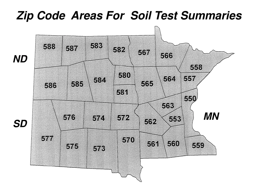 zip code areas for soil test summaries