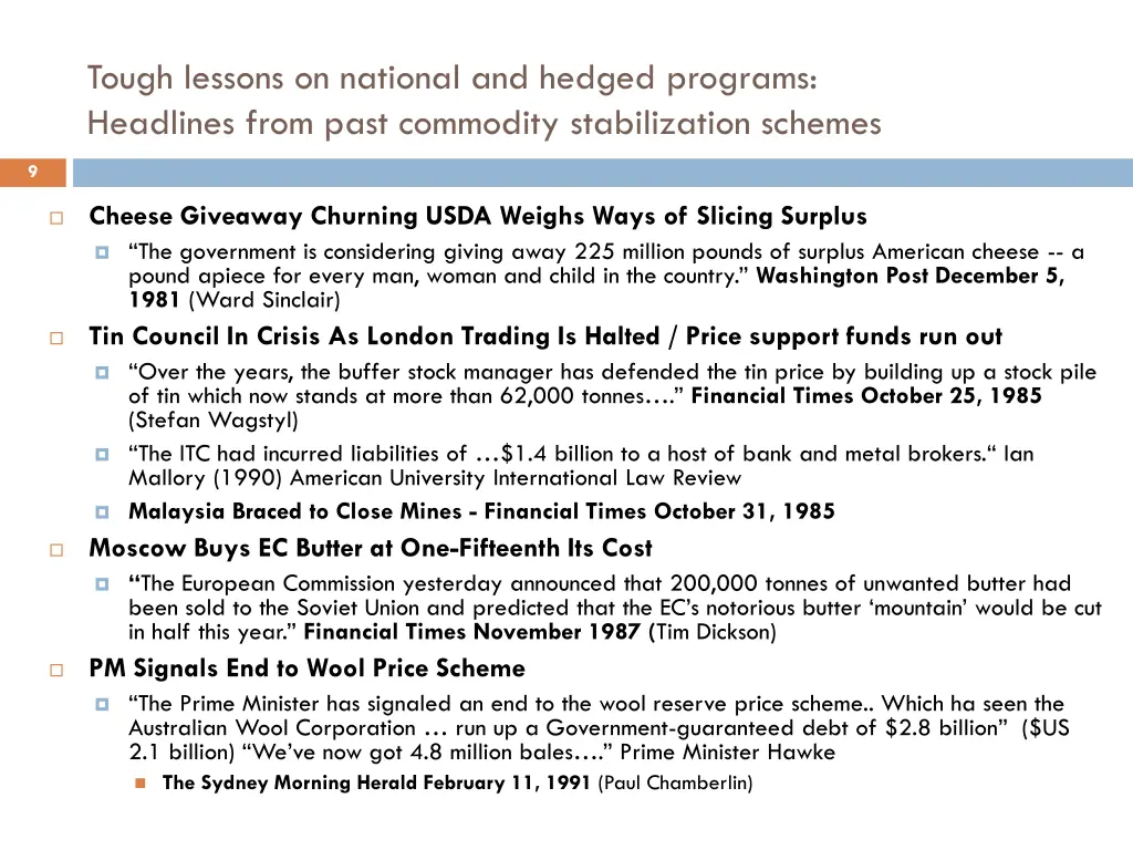 tough lessons on national and hedged programs