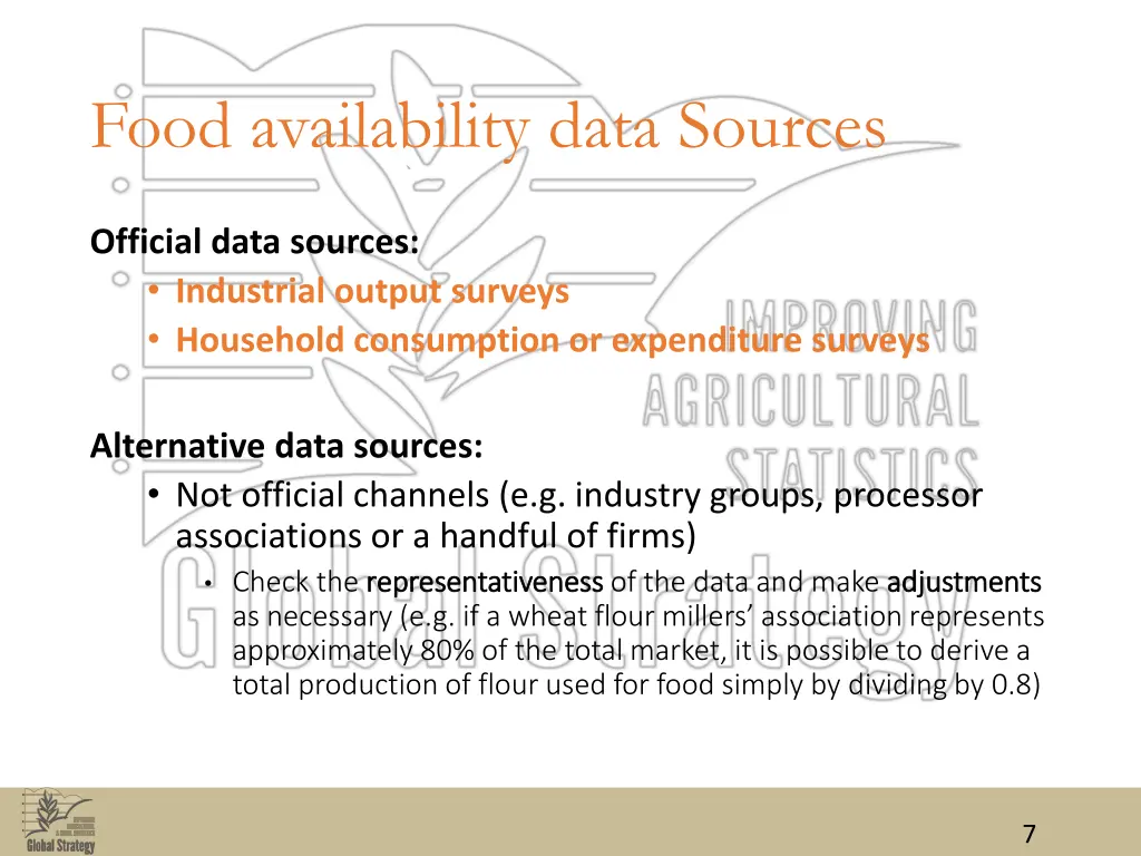 food availability data sources