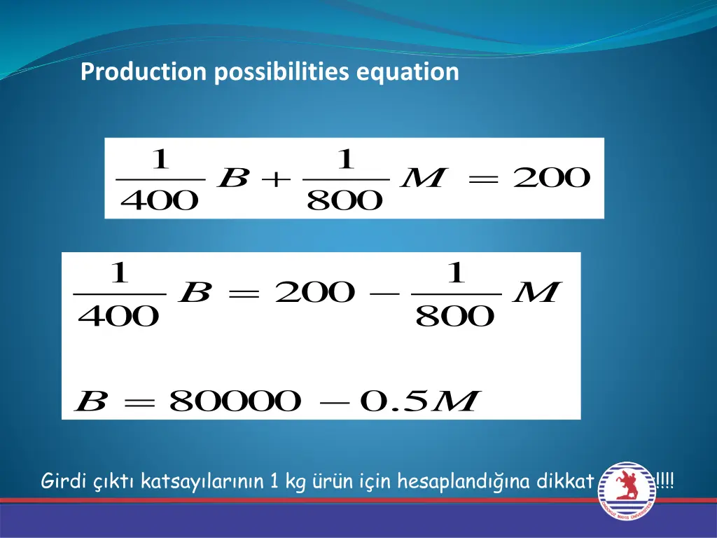 production possibilities equation