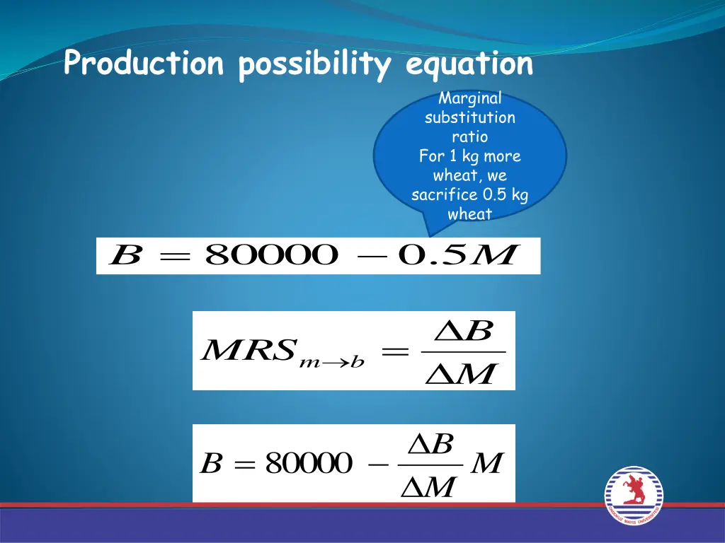 production possibility equation