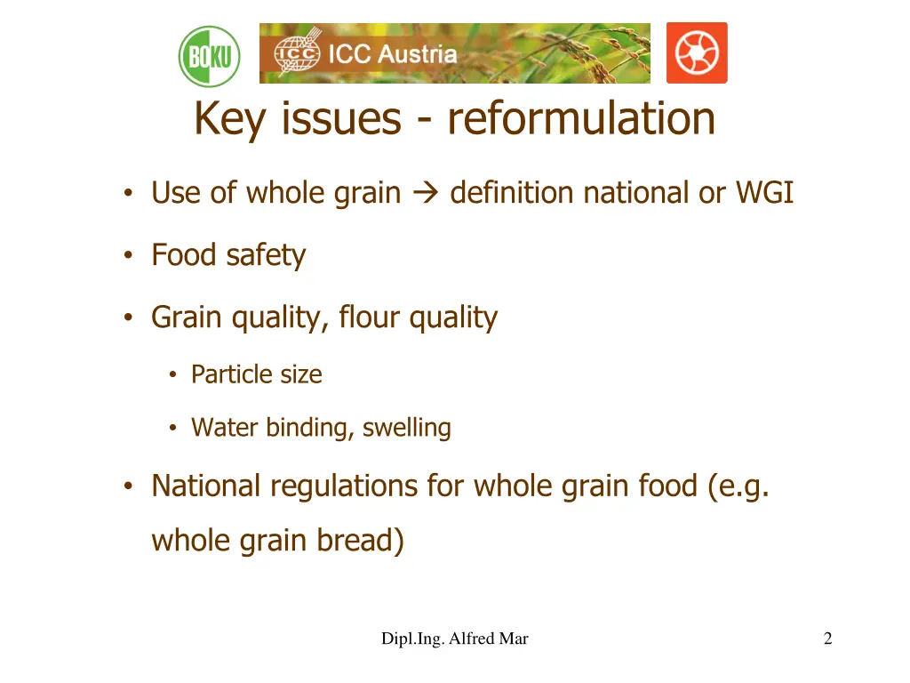 key issues reformulation