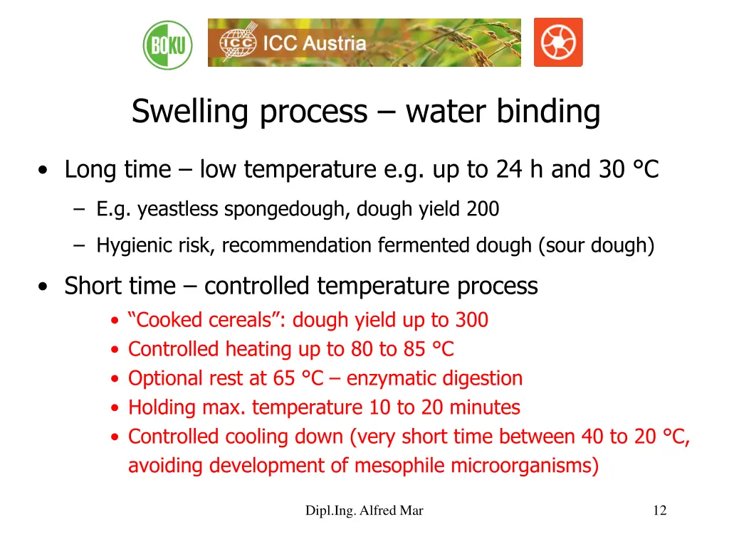 swelling process water binding