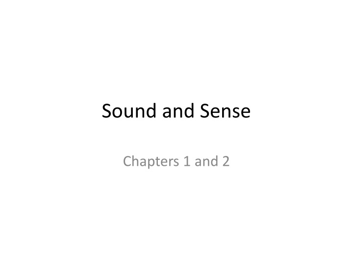 sound and sense