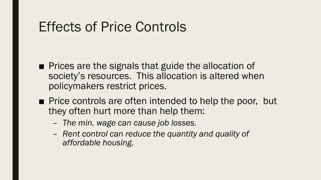 effects of price controls