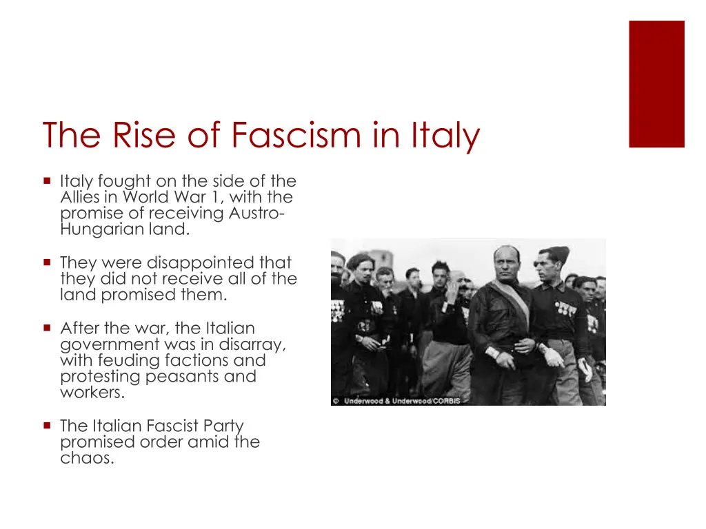 the rise of fascism in italy