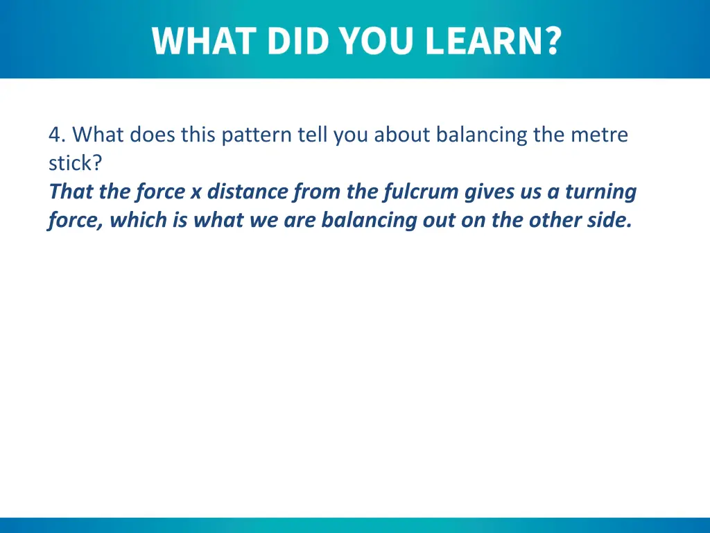 4 what does this pattern tell you about balancing