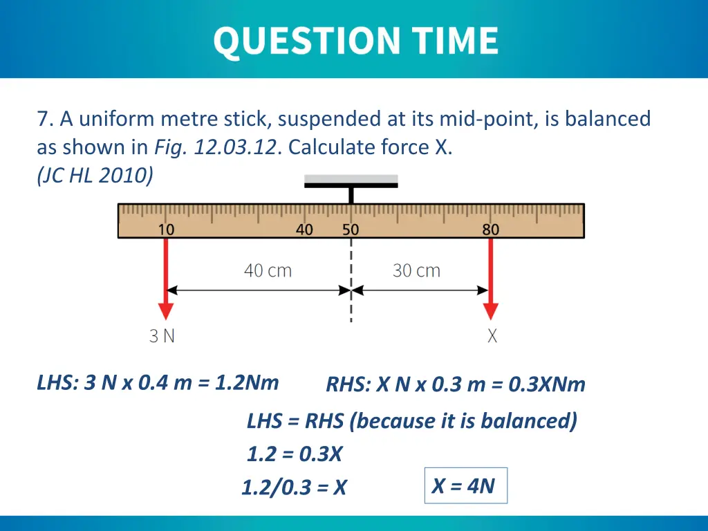 7 a uniform metre stick suspended