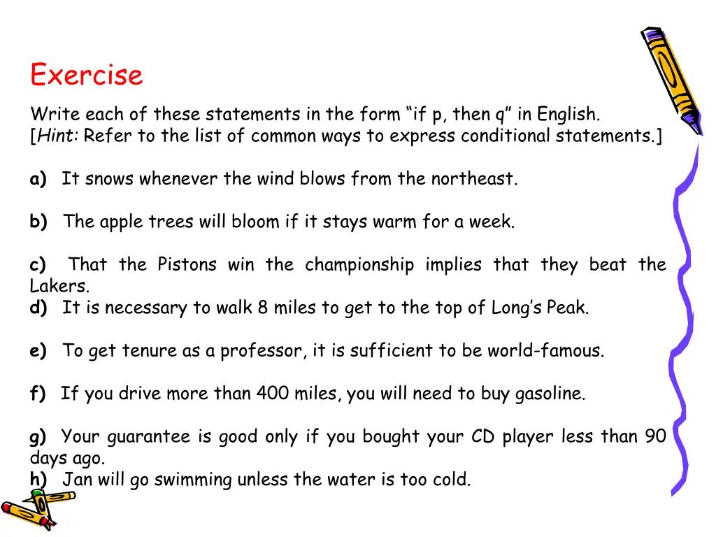 exercise write each of these statements