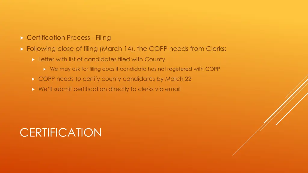 certification process filing