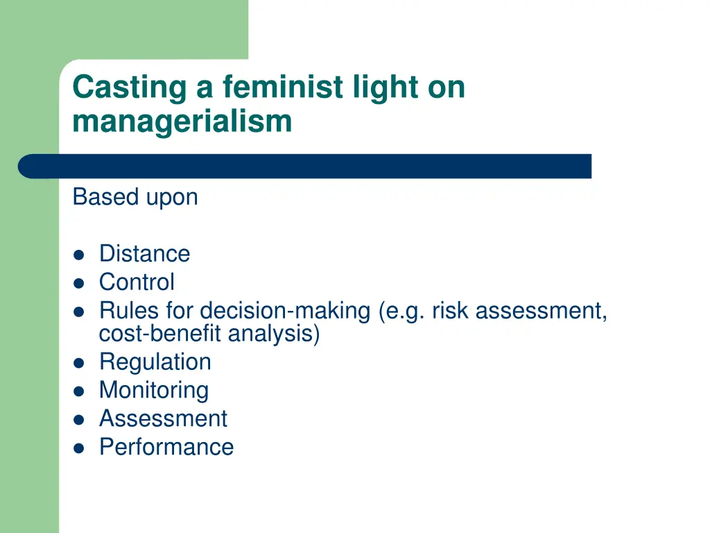 casting a feminist light on managerialism