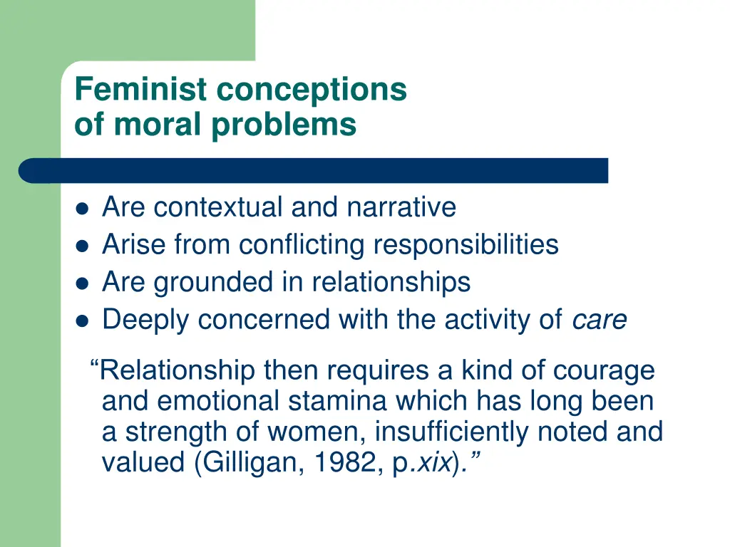 feminist conceptions of moral problems