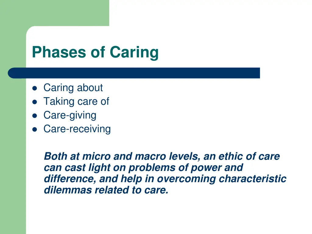 phases of caring