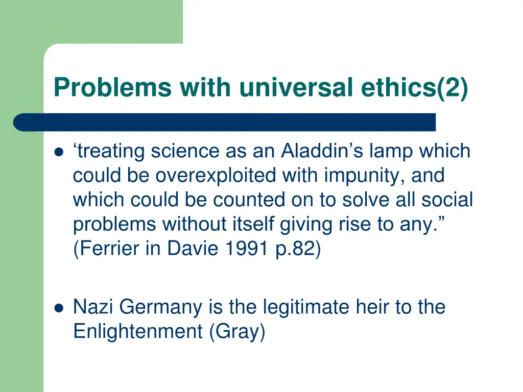 problems with universal ethics 2