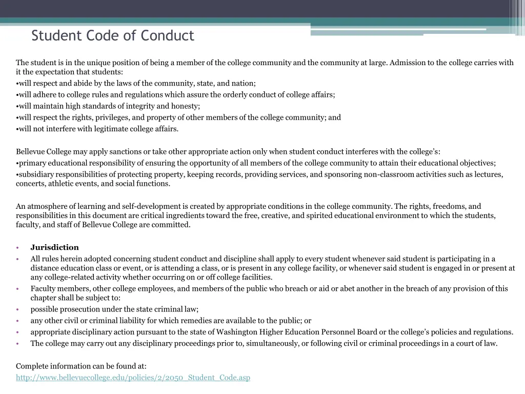 student code of conduct