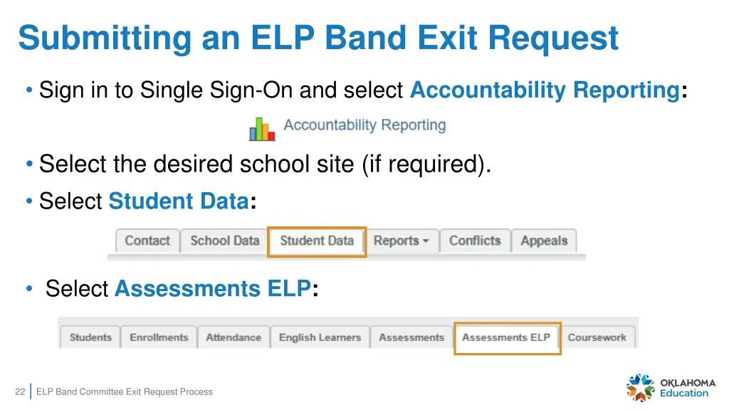 submitting an elp band exit request