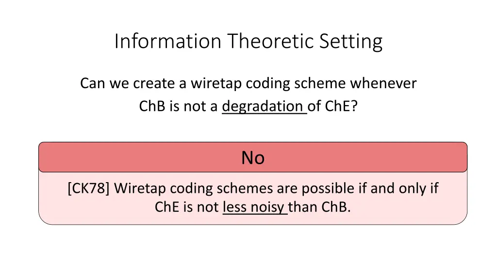 information theoretic setting 1