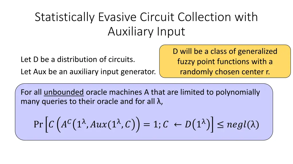 statistically evasive circuit collection with 1