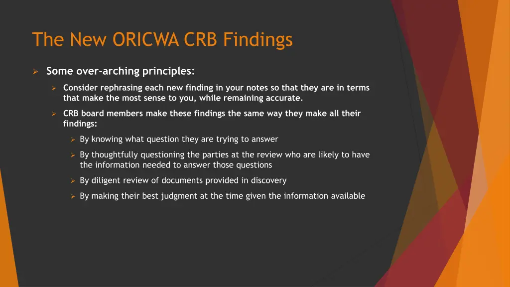 the new oricwa crb findings 1