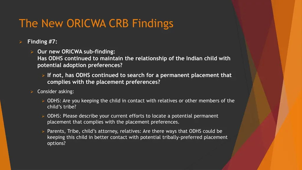 the new oricwa crb findings 10