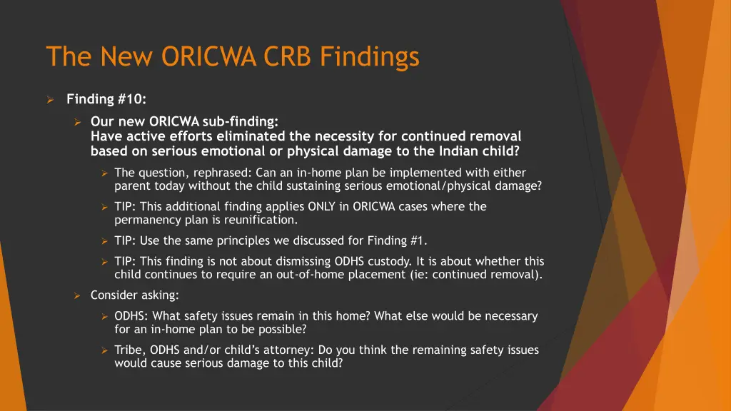 the new oricwa crb findings 11