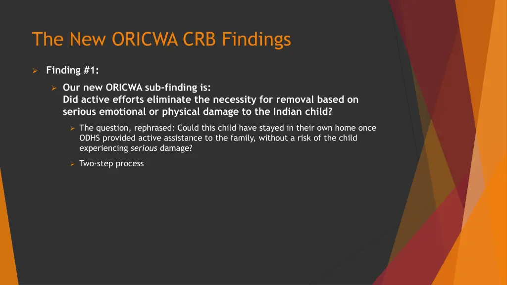 the new oricwa crb findings 3