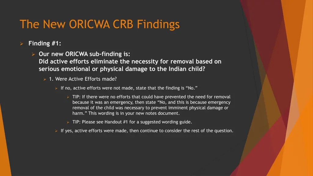 the new oricwa crb findings 4