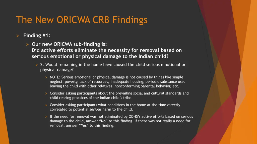 the new oricwa crb findings 5