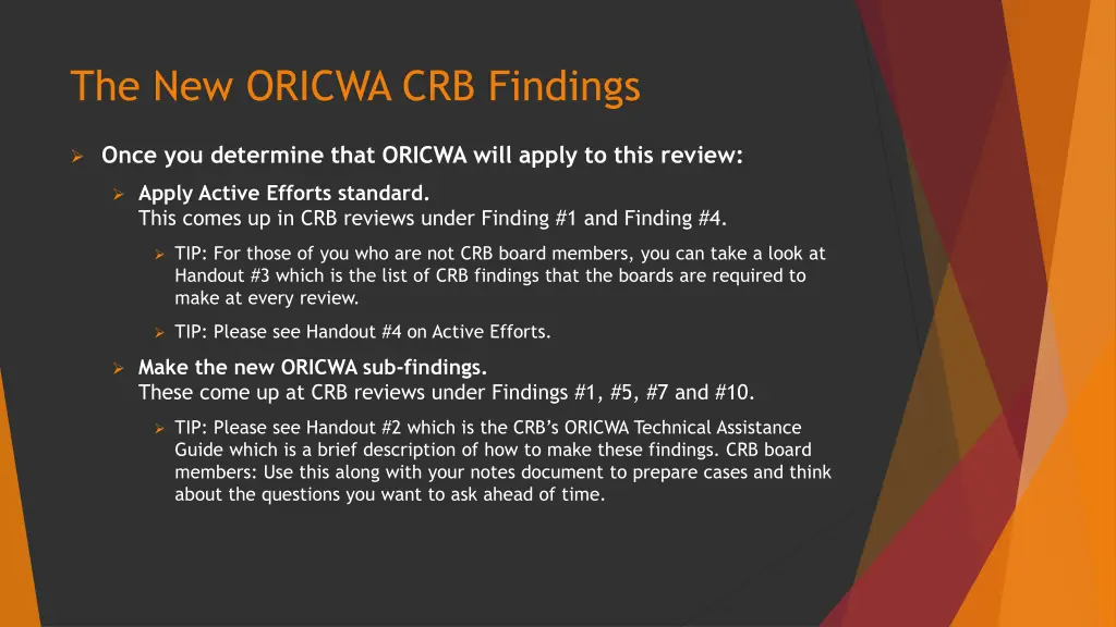 the new oricwa crb findings