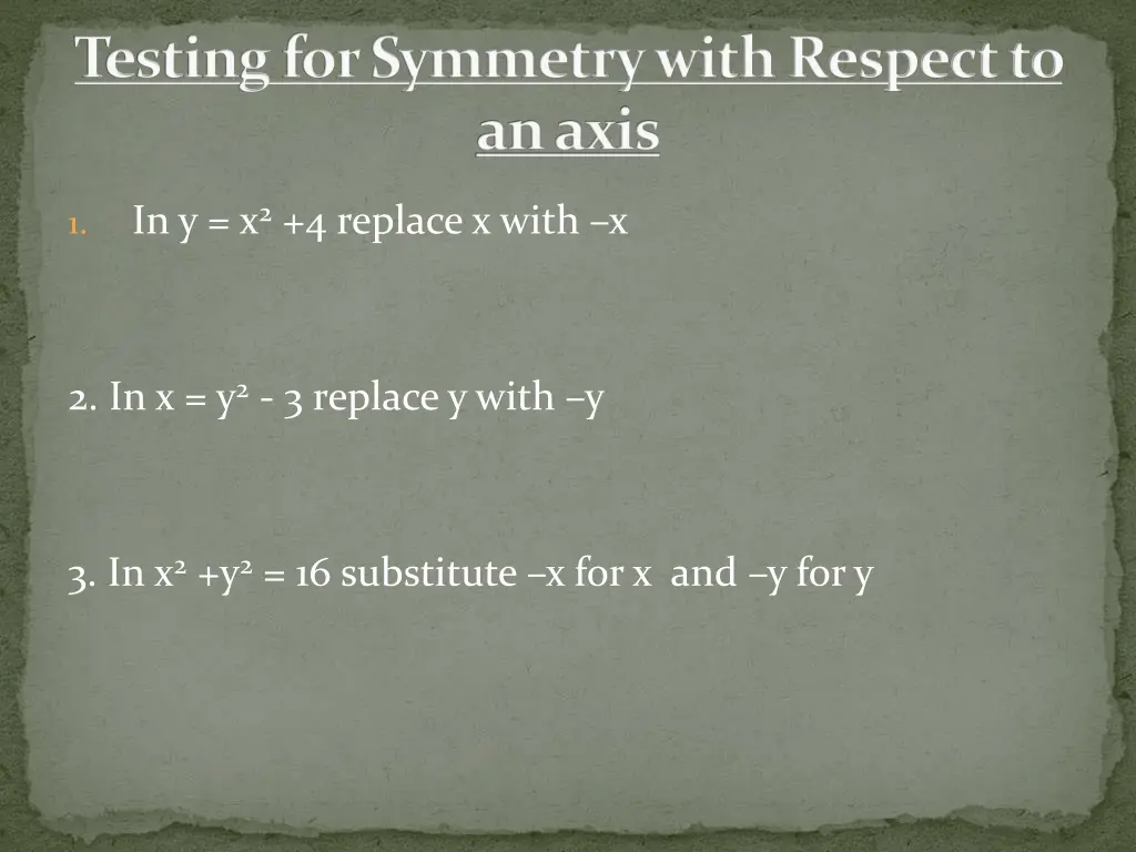 testing for symmetry with respect to an axis