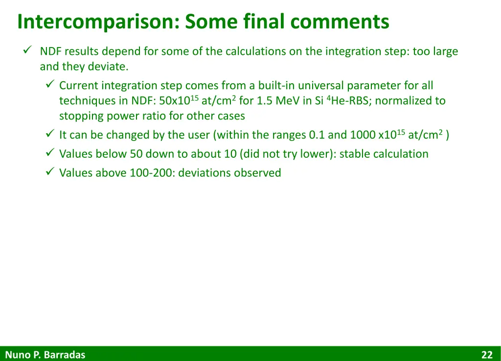 intercomparison some final comments