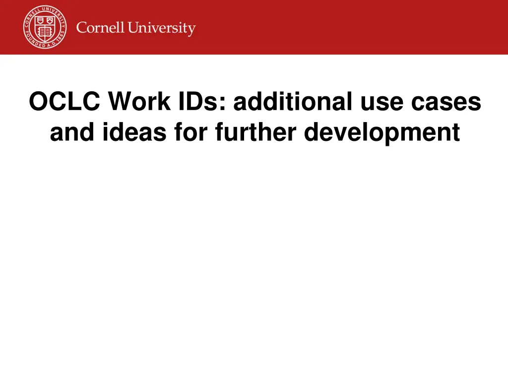 oclc work ids additional use cases and ideas