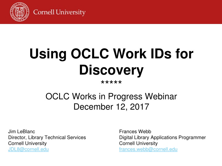 using oclc work ids for discovery oclc works