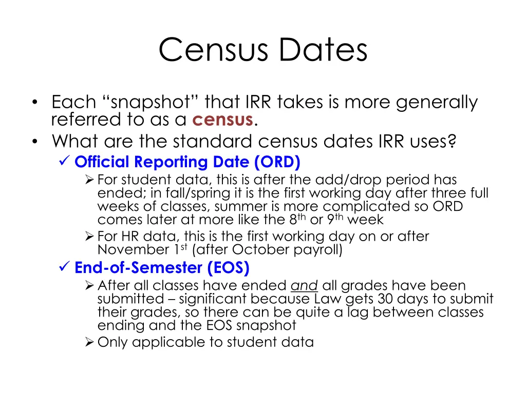 census dates