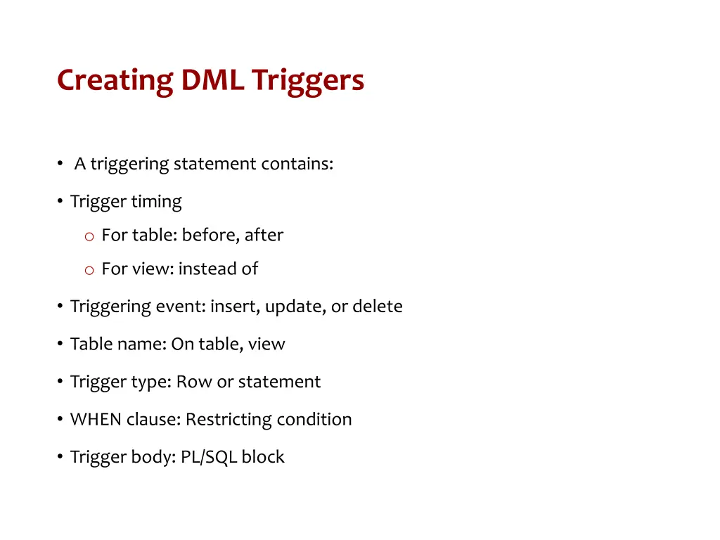 creating dml triggers