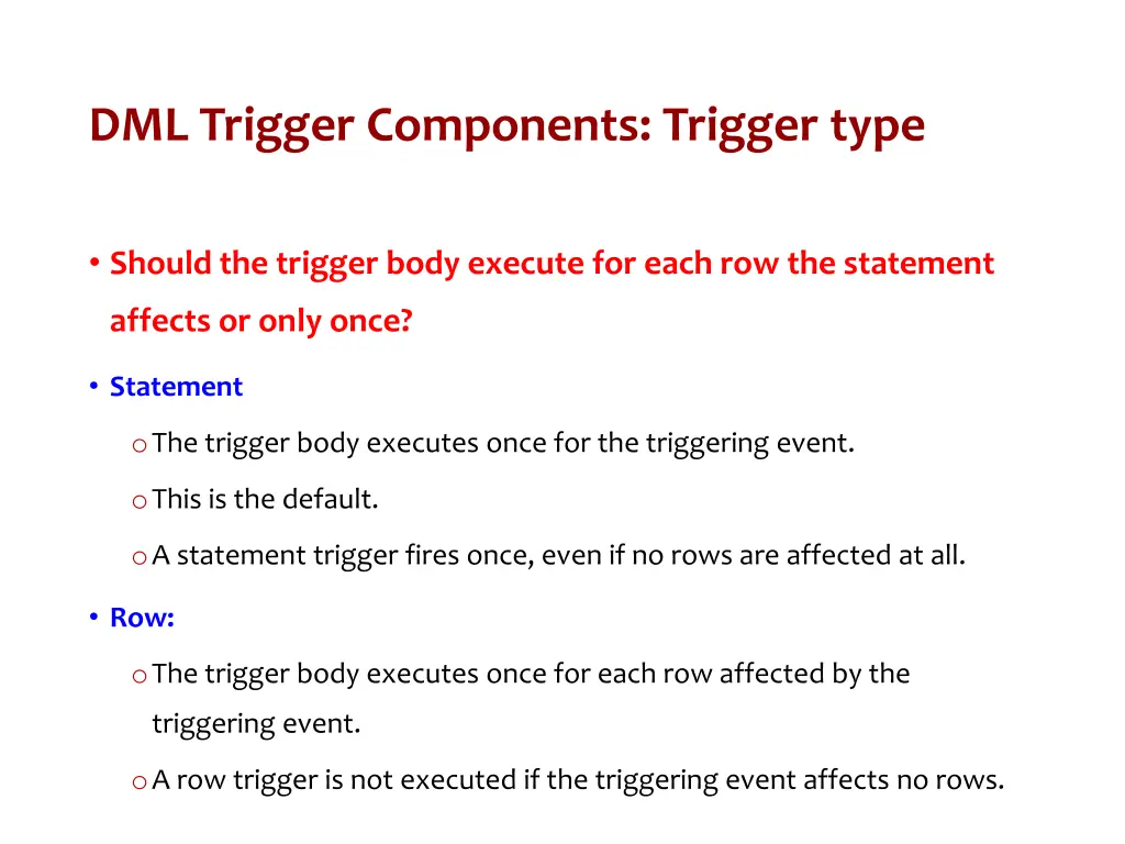 dml trigger components trigger type