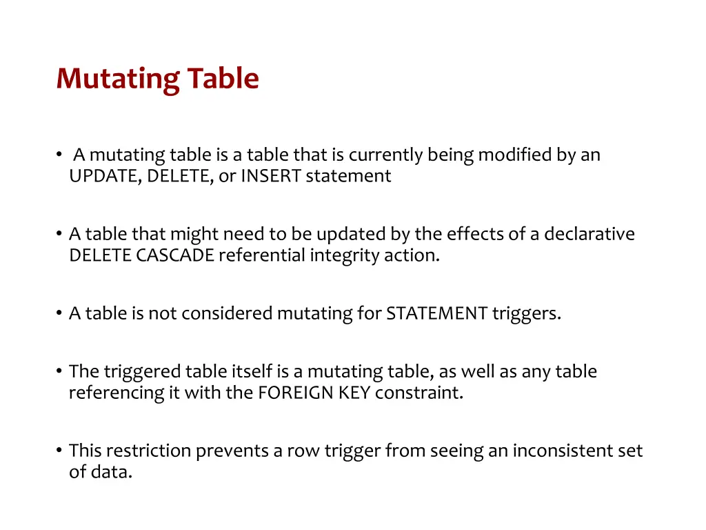 mutating table