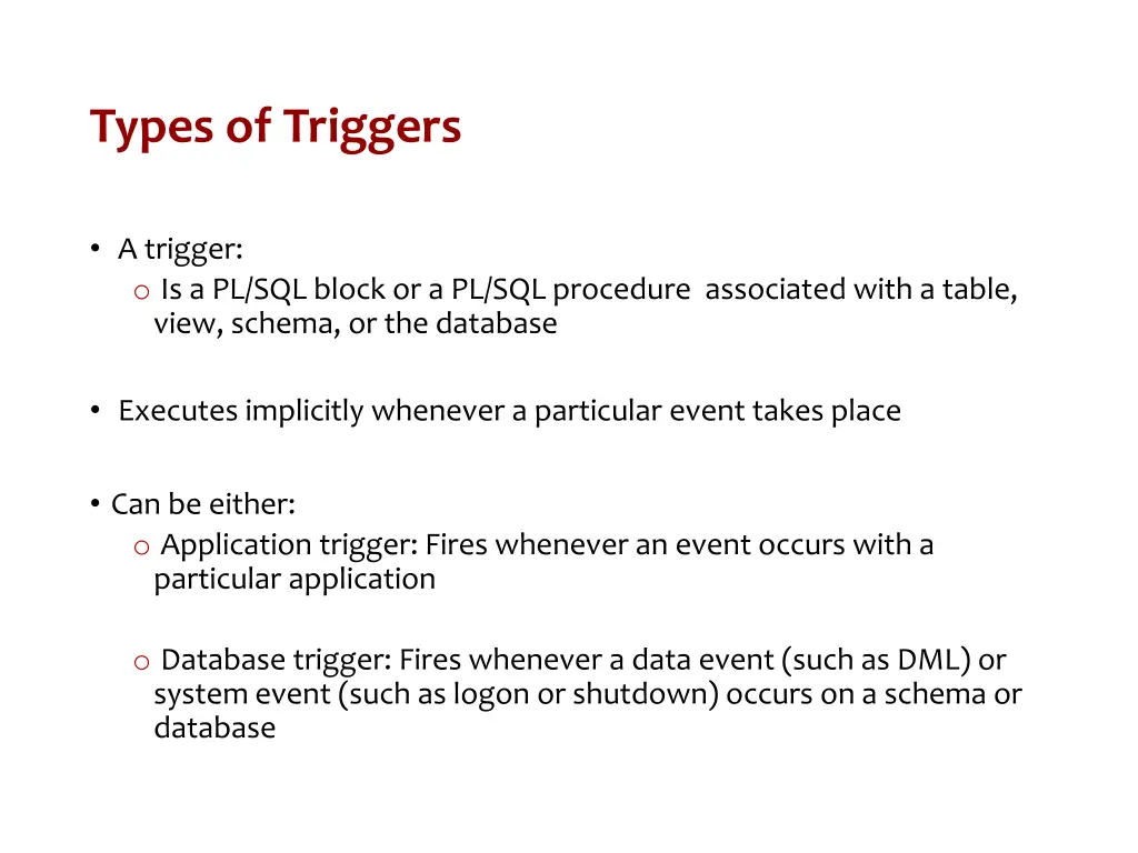 types of triggers