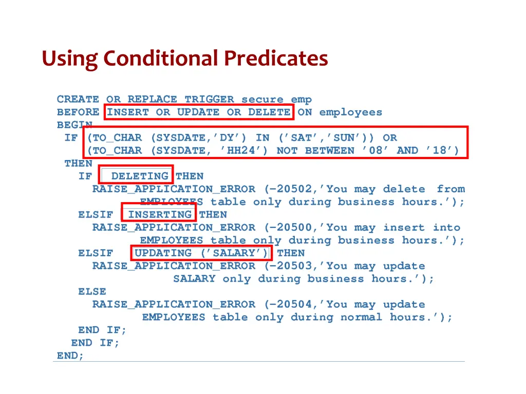 using conditional predicates