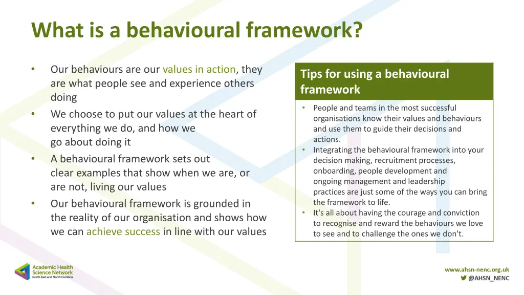 what is a behavioural framework