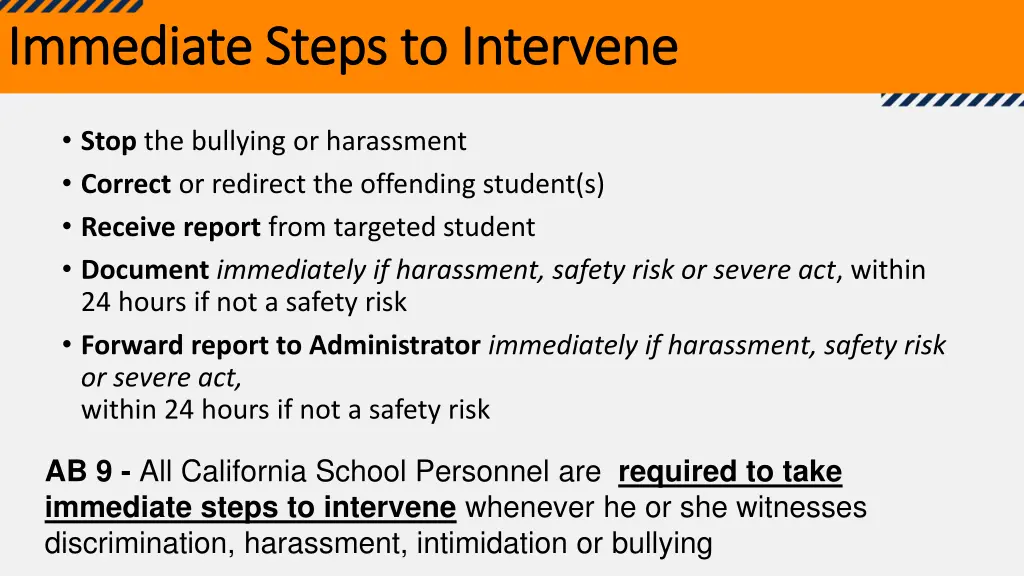 immediate steps to intervene immediate steps