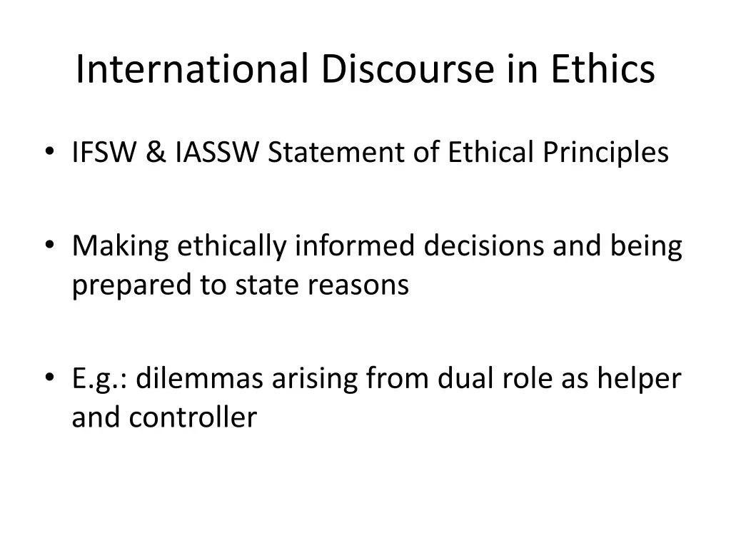 international discourse in ethics