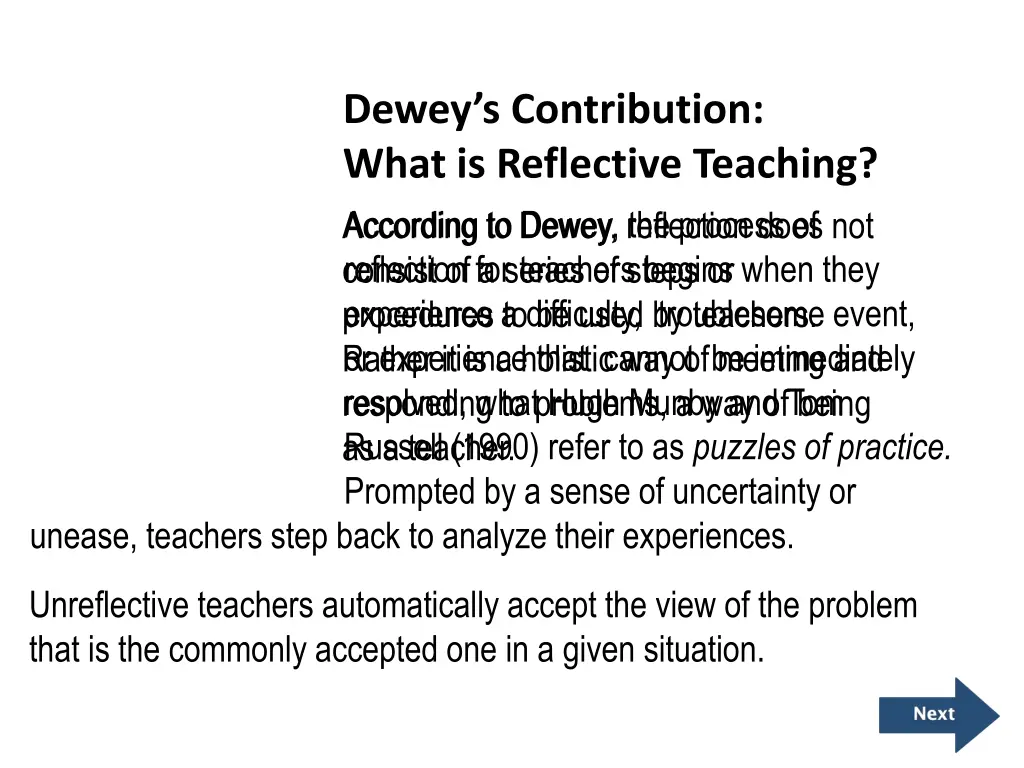 dewey s contribution what is reflective teaching