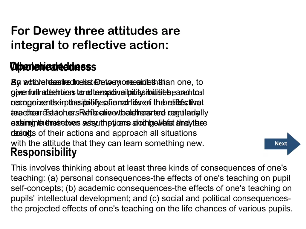 for dewey three attitudes are integral