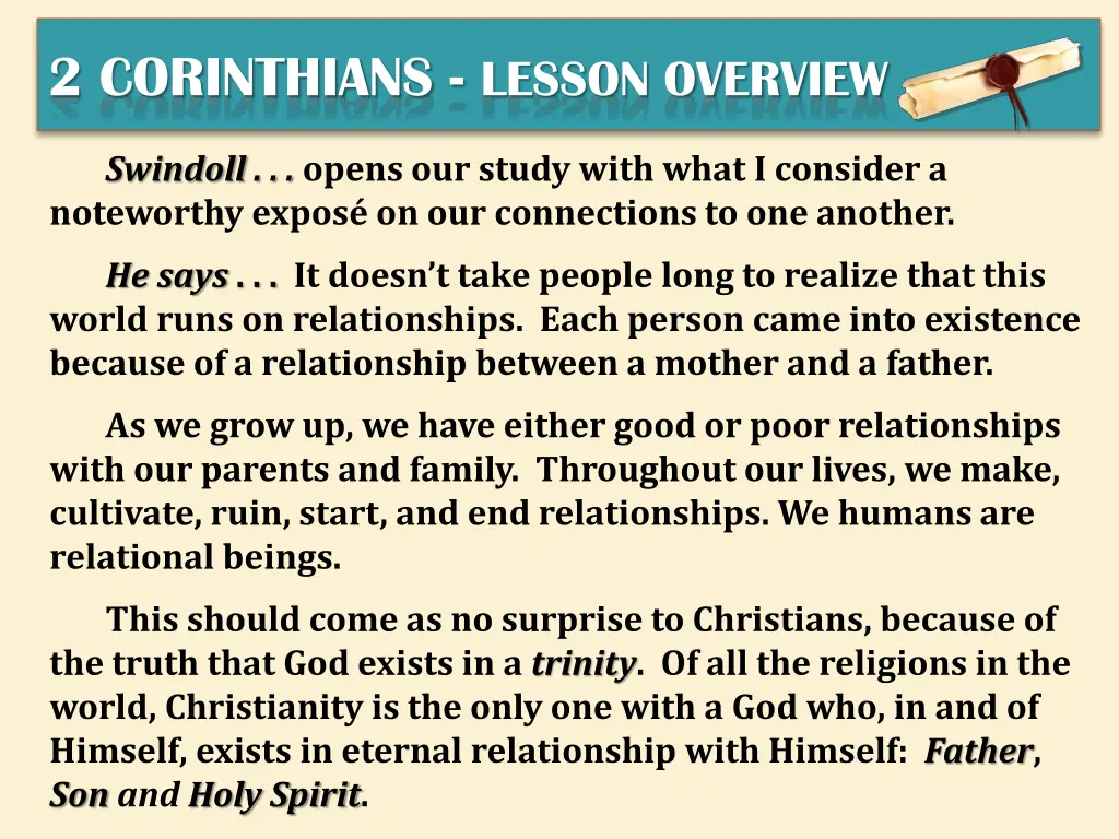 2 corinthians lesson overview