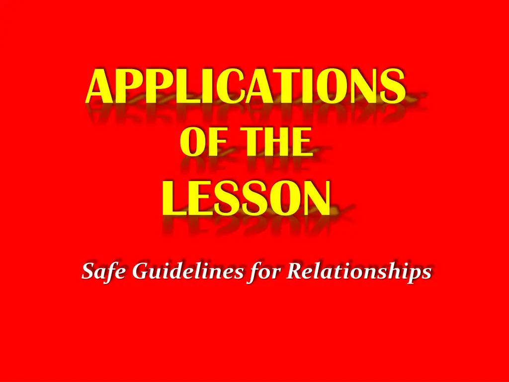 applications of the lesson