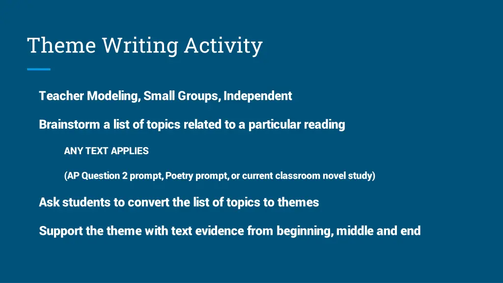 theme writing activity