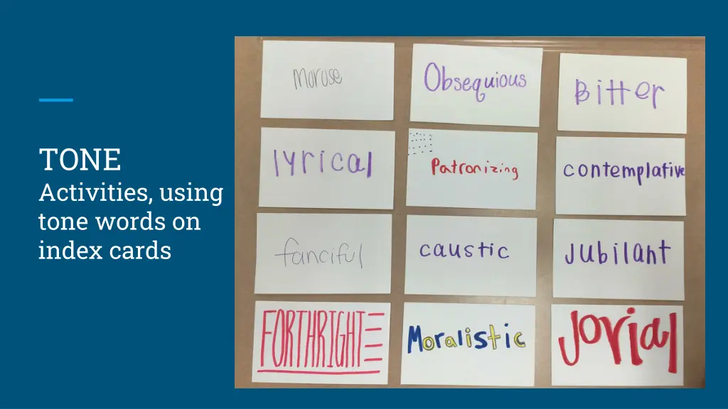 tone activities using tone words on index cards