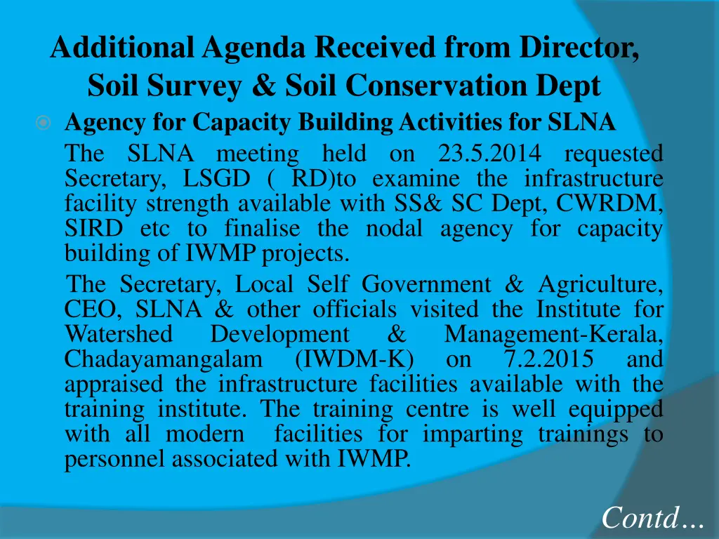 additional agenda received from director soil