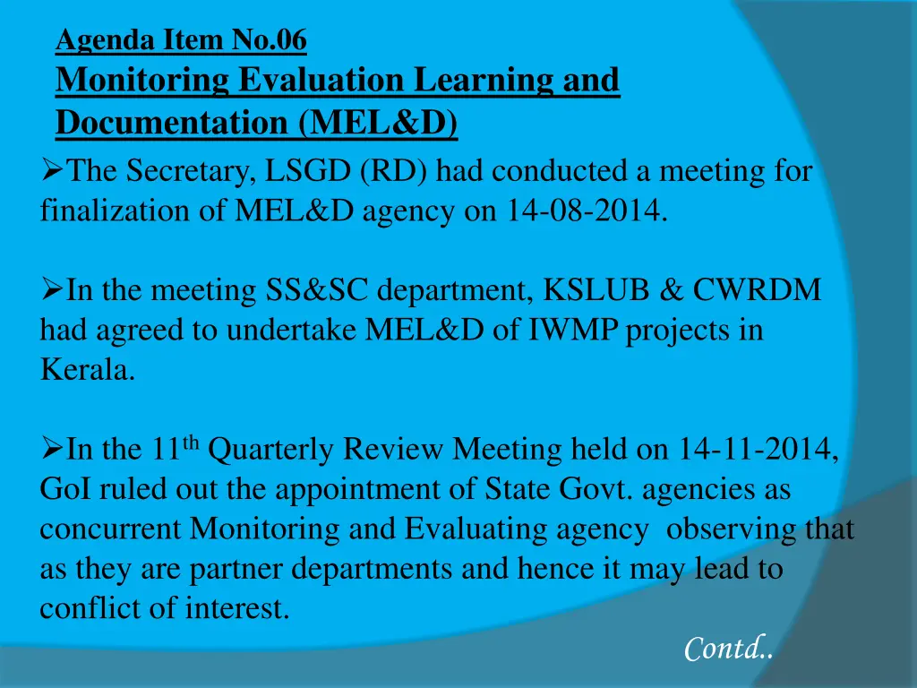 agenda item no 06 monitoring evaluation learning